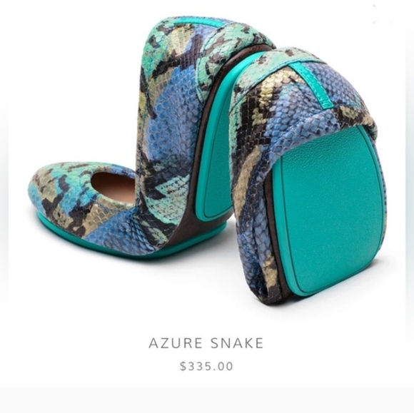 Tieks, Azure Snake size 9 | #1694072629 Tieks Sz 9 Azure Snake Print Ballet Flats